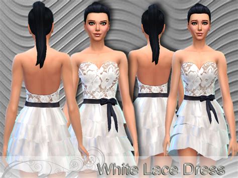 The Sims Resource White Lace Dress By Pinkzombiecupcake • Sims 4 Downloads