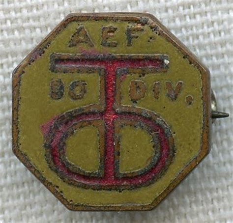 Wwi Us Army 90th Infantry Division Lapel Pin Flying Tiger Antiques