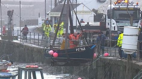 Boats Filmed Sinking As Storm Hits Cornish Harbour Bbc News