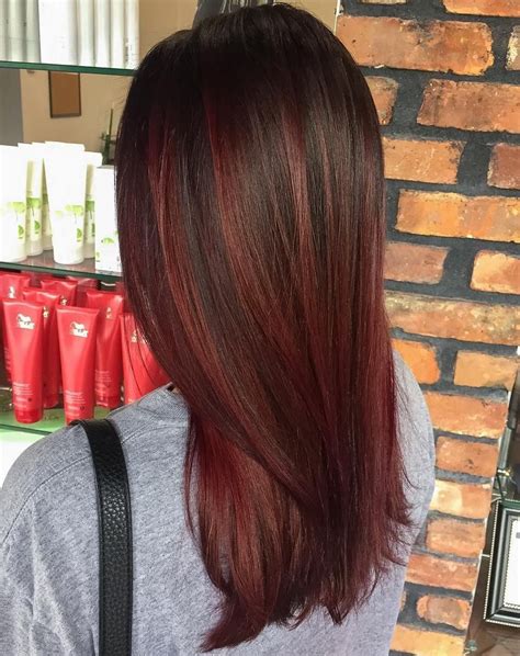 Окрашивание волос из темного красного в каштановый фото