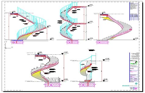 The calculation of dimensions of a spiral staircase is very critical and performed with utmost care. Reinforced Concrete Spiral Helical Staircases Reinforcement Details