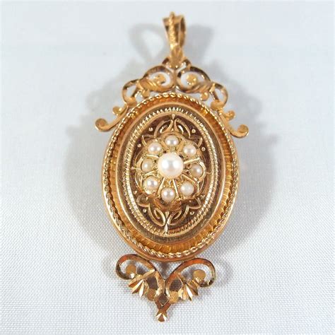 Victorian Era 18k Bright Yellow Solid Gold Pendant And Brooch Etsy