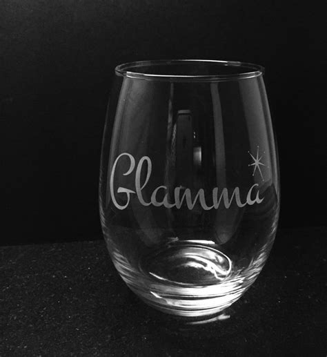 Glamma Etched Wine Glass T For Grandma Personalized Etsy Etched Wine Glass Glass Ts