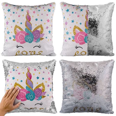 Buy Unicorn Mermaid Pillow Case Sequin Throw Pillow Case Decor Color