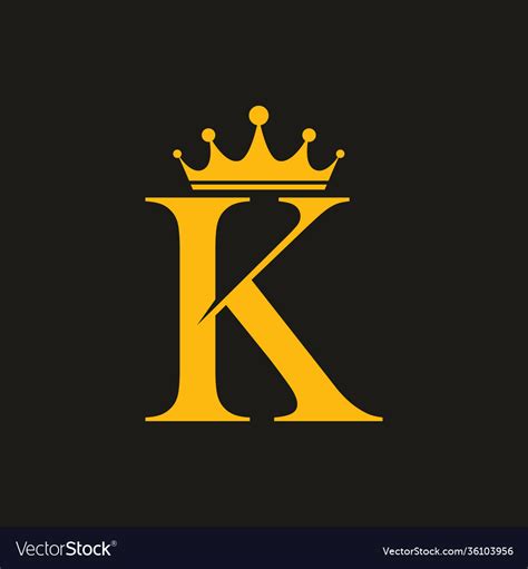 Classic K Letter With Crown Royalty Free Vector Image