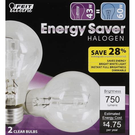 Feit Electric Light Bulb Halogen Clear 43 Watts 2 Each Instacart