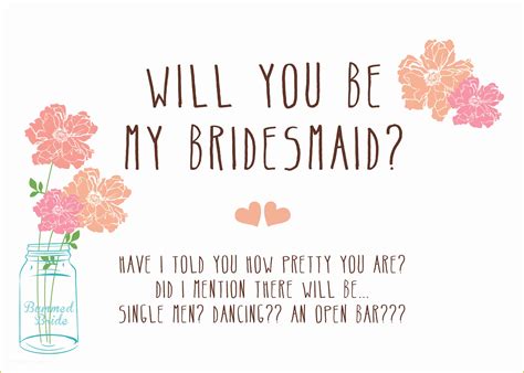 Free Printable Will You Be My Bridesmaid Template