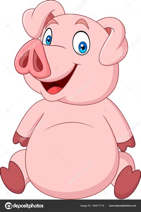 Cartoon Happy Pig Sitting — Stock Vector © Tigatelu 190471710
