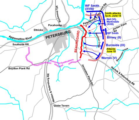 The Battle Of Petersburg June 15 18 1864 Wikipedia Map — The Siege Of