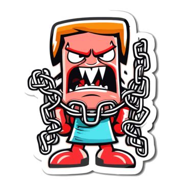 Cartoon Character With Chains Wrapped Around His Neck Clipart Vector