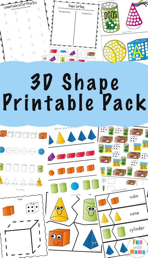 There are over 100 free fraction worksheets in pdfs below to support. 3D Shape Worksheets - Fun with Mama