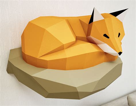 Diy Papercraft Fox 3d Sculpture Template On Behance