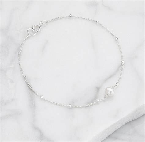 Gold Or Silver Delicate Pearl Satellite Bracelet By Lily And Roo