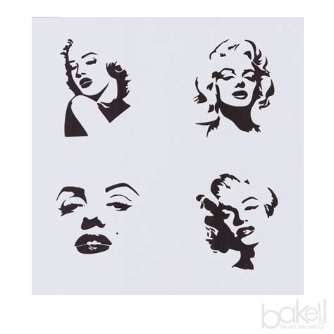 115x8 Marilyn Monroe Faces Cookie Stencil Bakell® Desenho Da