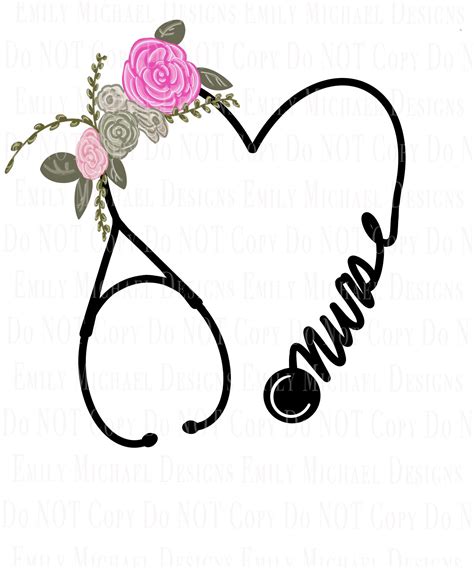 Nurse Heart Floral Png Nurse Stethoscope Heart Art Nurse Sublimation