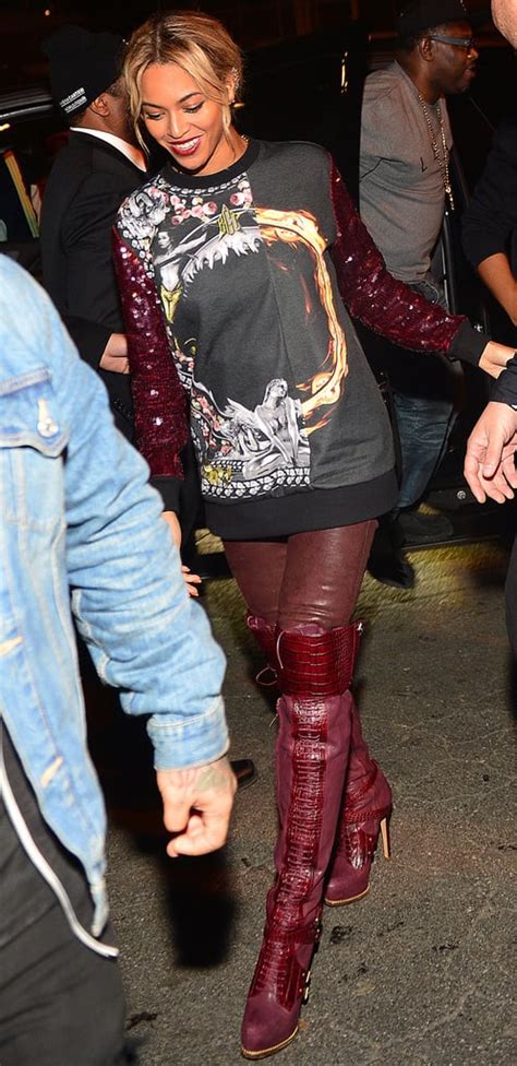 Celebrity Style Beyonce Givenchy And Thigh High Maroon