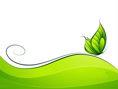 Green abstract design with butterfly Templates for Powerpoint