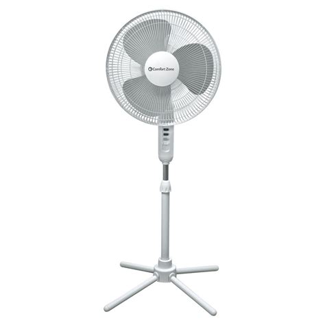 Comfort Zone 16 In Oscillating Pedestal Fan In White Czst161bte The