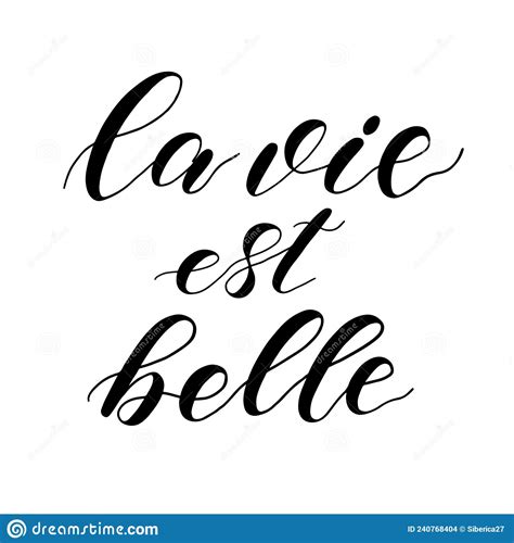 La Vie Est Belle Hand Drawn French Lettering Phrase It Means Life Is