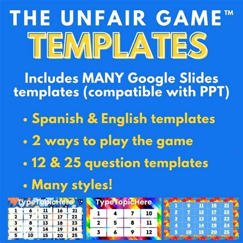 The Comprehensible Classroom The Unfair Game Editable Template