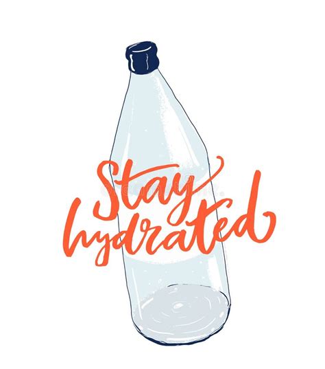 Stay Hydrated Hand Lettering With Illustration Of Lemon Stock Vector