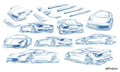 Widebody car drawing (page 1). Matthew Law - Automotive Design Consultancy
