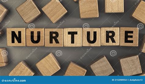The Word Nurture On Small Wooden Blocks At The Desk Top View Stock
