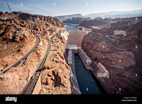 Aerial View Of The Hoover Dam Nv Stock Photo Alamy