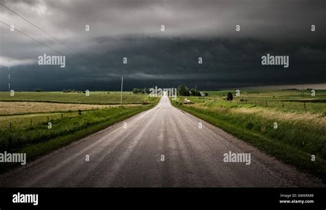 Severe Storm And Road Iowa Midwest Stock Photo Alamy