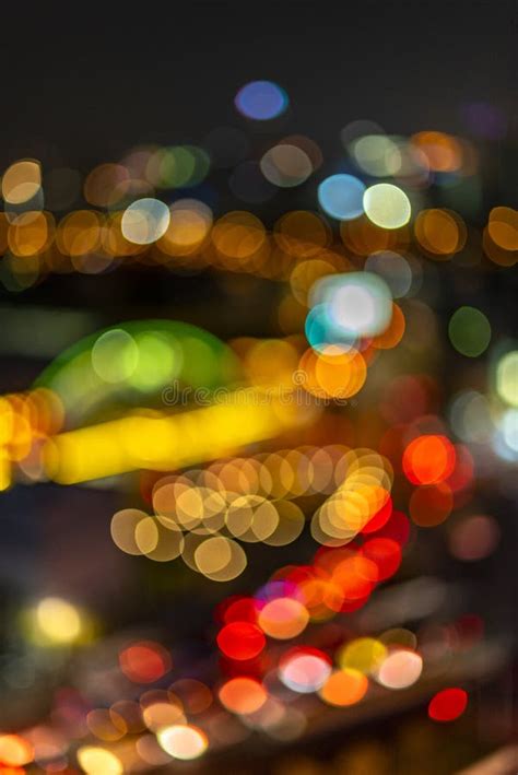 Abstact Blur Bokeh Of Evening Traffic Jam On Road In City Stock Image