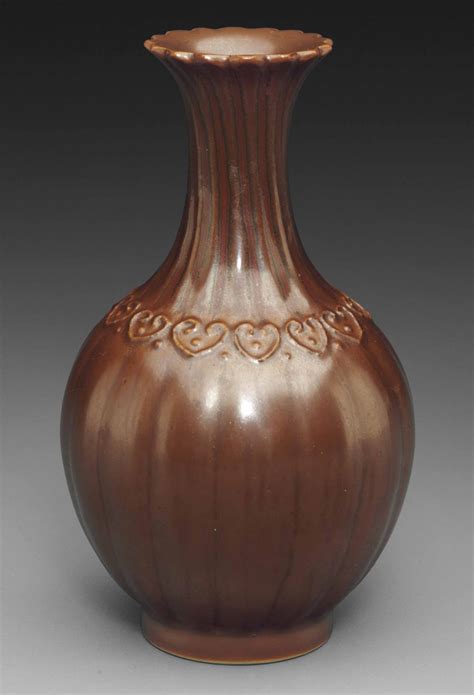 A Miniature Brown Glazed Lobed Vase