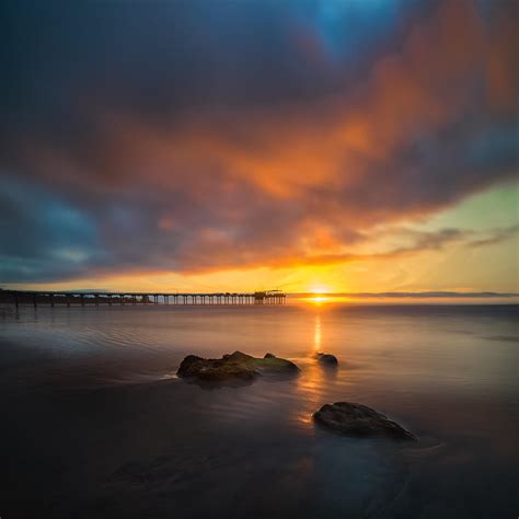 Scripps Pier Sunset 2 Square Photograph By Larry Marshall Pixels
