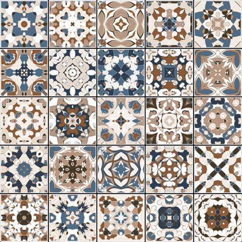 Mega Set Of Ceramic Tiles With Ethnic Floral Geometric Prints