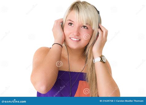 Young Beautiful Girl Listening To Musik Stock Photo Image Of