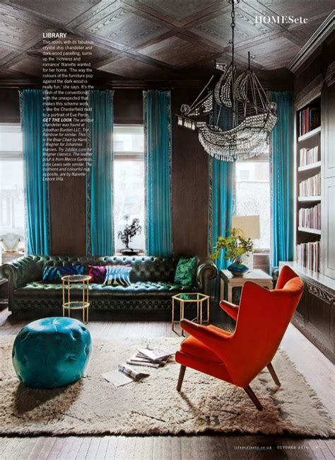 Pair it with an umber or decorating with turquoise. Turquoise curtains, emerald green chesterfield sofa and ...