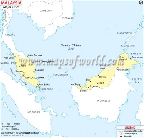 Malaysia Cities Map Major Cities In Malaysia Map City Map Malaysia
