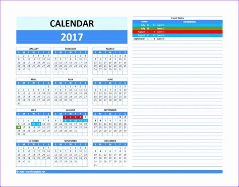 10 Template Excel Calendar Excel Templates