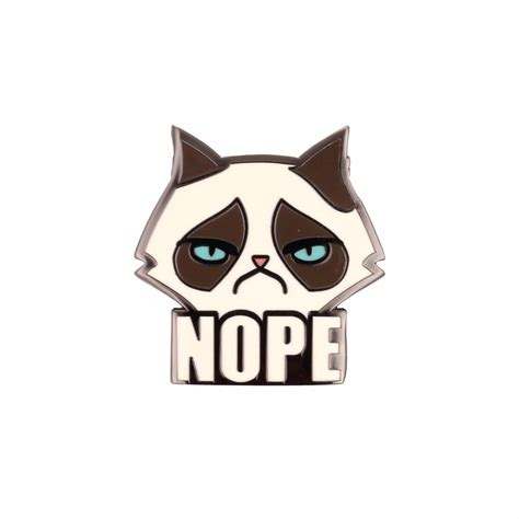 Enamel Grumpy Cat Lapel Pin Nope Angry Cat In Pins And Badges From Home