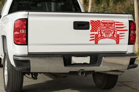 American Flag Atv Sticker Utv Riding Tailgate Flag Decal Etsy