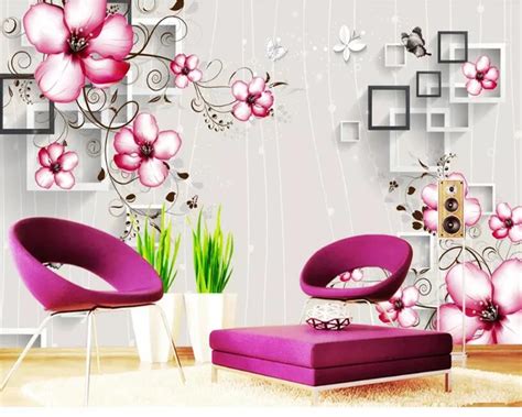 Beibehang Wallpapers For Living Room Custom Purple Flower Stereo Flower