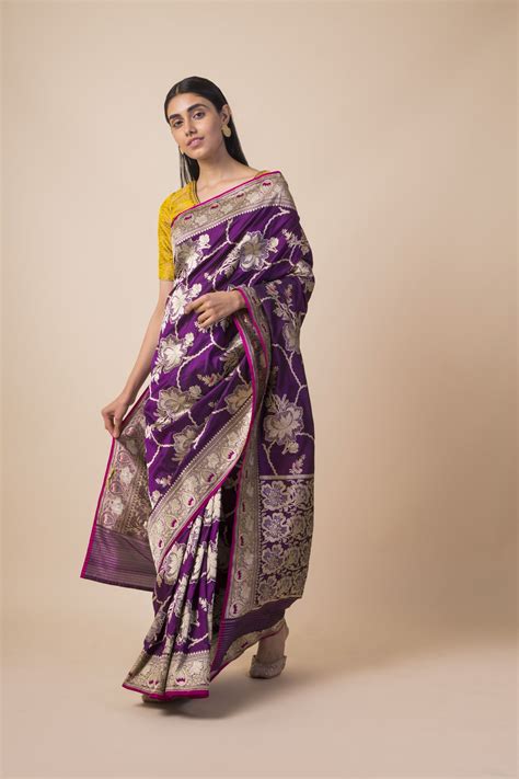Purple Handwoven Silk Saree Bridal Blouse Designs Saree Trends Indian Fashion Dresses