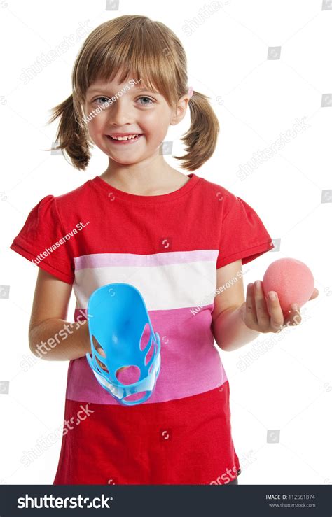 Little Girl Playing Ball Game White Stock Photo 112561874 Shutterstock