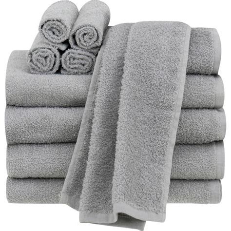Mainstays Value Terry Cotton Bath Towel Set 10 Piece Set Gray