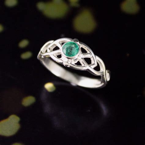 Emerald Celtic Ring Irish Silver Celtic Knot Ring Irish Jewelry Design