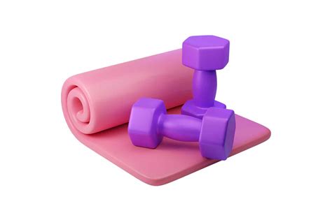 Set Of Dumbbells And Fitness Mat 3d Icon