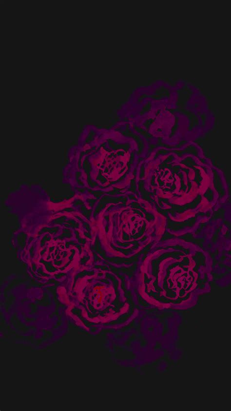 Black Red Magenta Purple Watercolour Roses Iphone