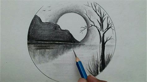 Easy Nature Scenery Drawing Step By Step Pencil Drawing For Beginners Easy Scenery Drawing