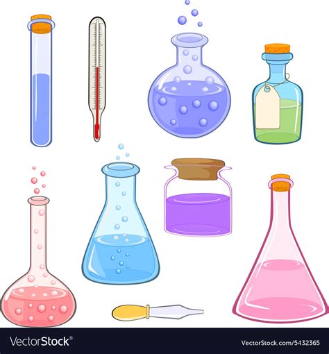 Set Of Laboratory Flasks Cartoon Royalty Free Vector Image