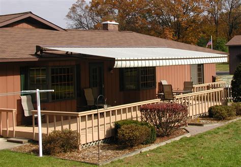 Adjusted metal handle for manual closing and opening. Adding awnings, decks can enhance your outdoor living ...