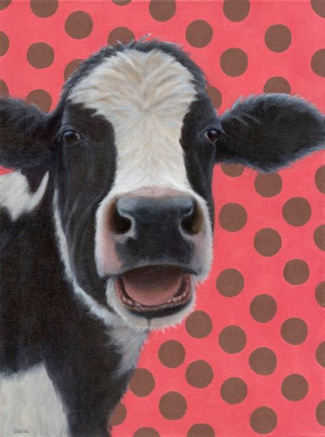 Funny Cow Painting In Oil Holstein Cow Expressive Animal